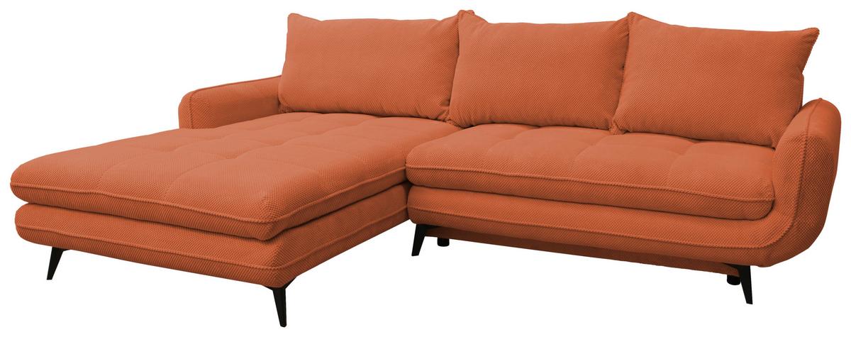 Sedacia súprava WAVE, ľavá, farba terakota - čierna, Modern, kov/textil (189/266cm)