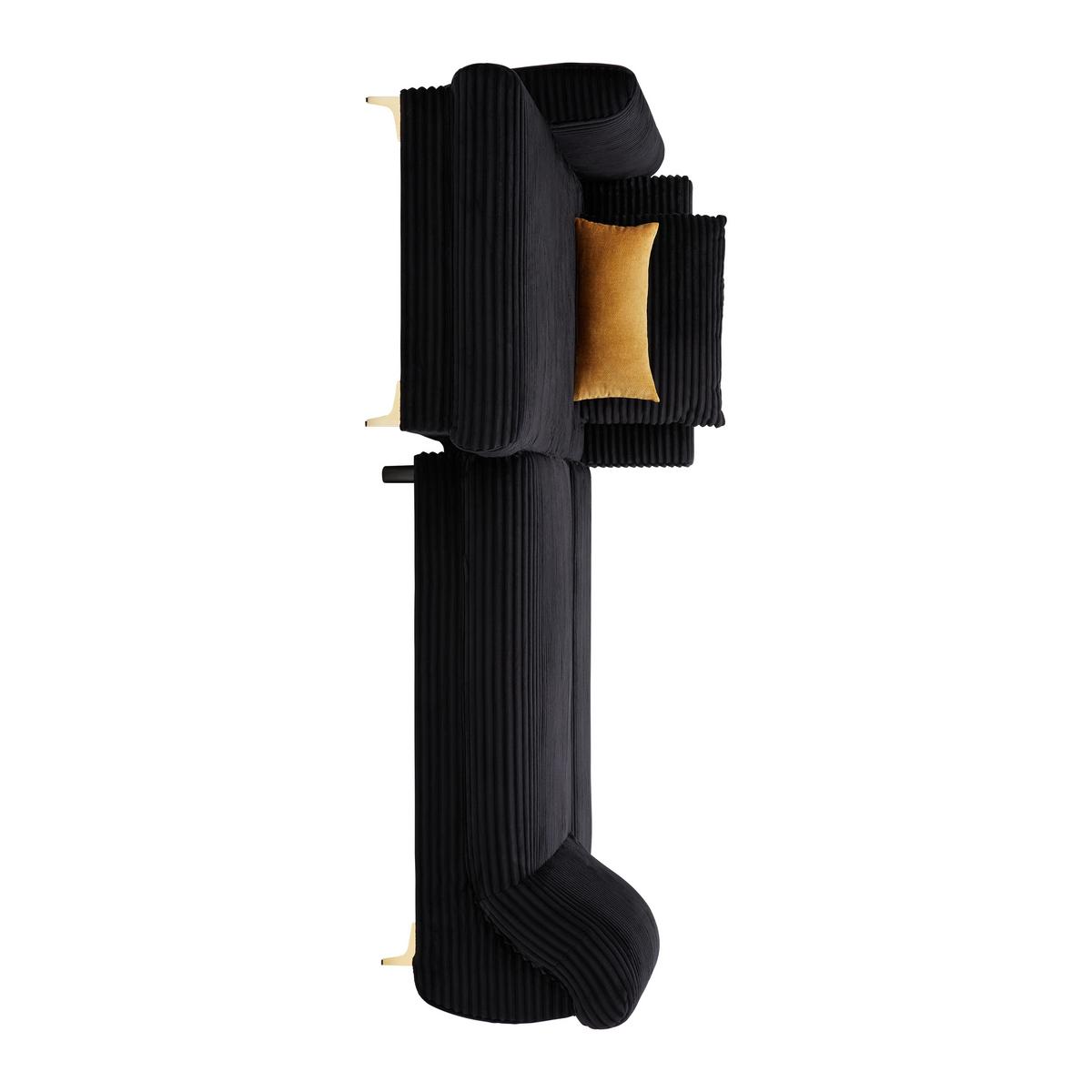 Sedačka Alantis Lux, levá, černá / zlatá - černá/barvy zlata, Lifestyle, kov/dřevo (175/263cm) - Mömax
