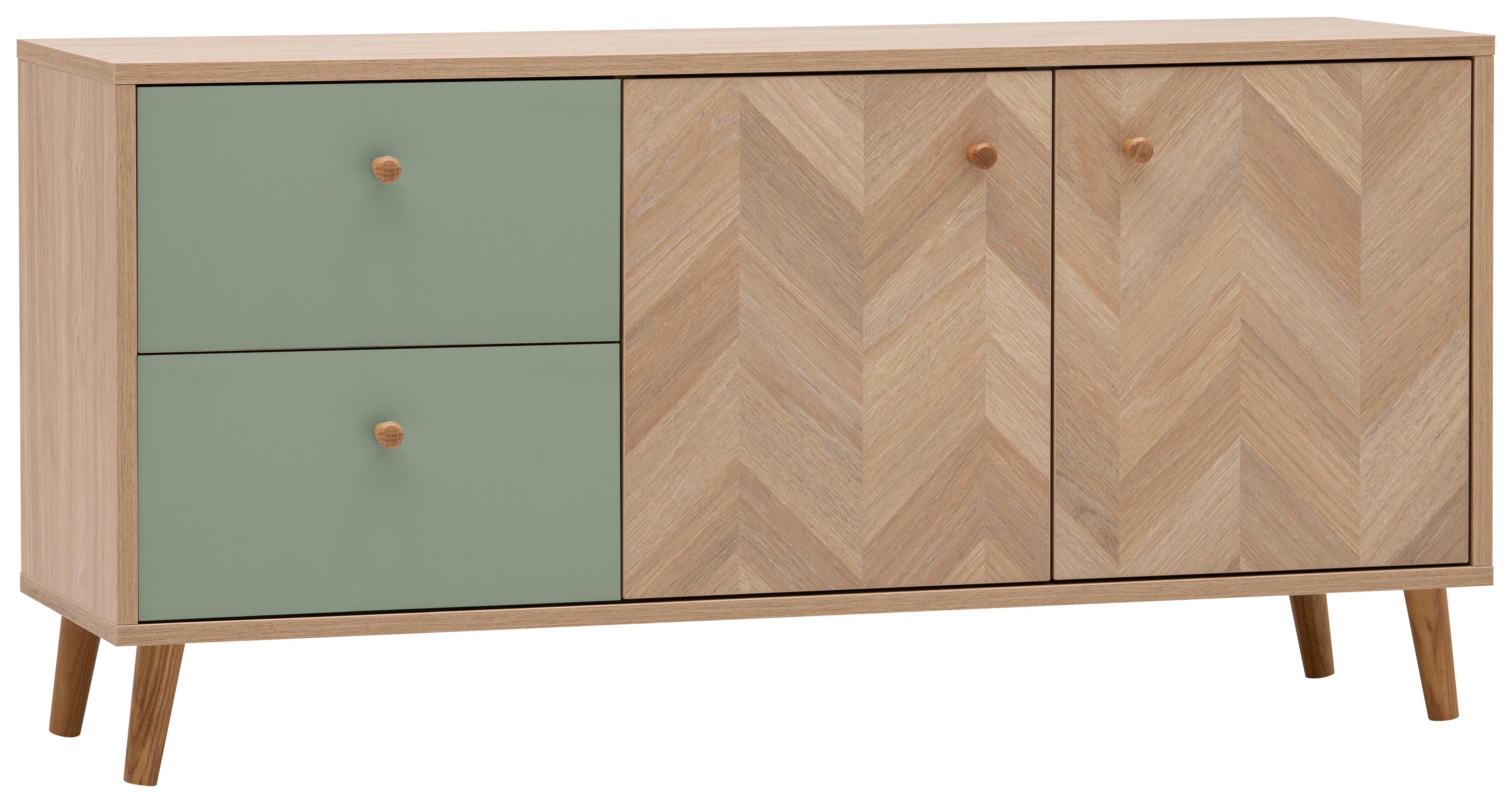 Lowboard Visby Eichefarben/Grün B: 109cm - Eichefarben/Grün, Design, Holzwerkstoff (109/54,1/33,05cm) - MID.YOU