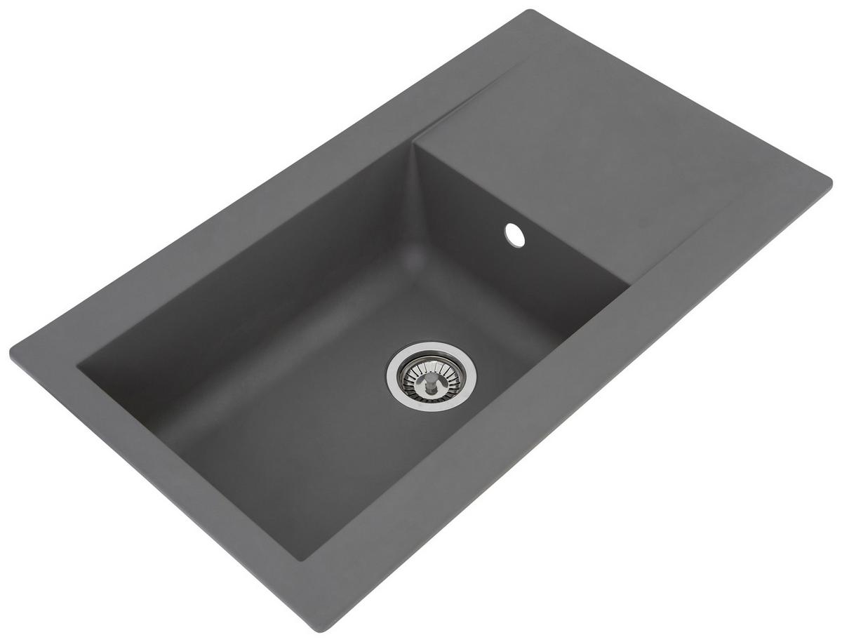 Spüle Respekta Denver Kunststein Bxt: 86x50 cm - Grau, Trend, Glas/Kunststoff (86/20/50cm) - Respekta