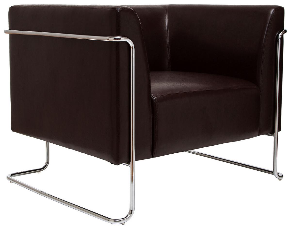 Designsessel Curacao Dunkelbraun - Chromfarben/Dunkelbraun, MODERN, Textil (88/74/74cm) - MID.YOU