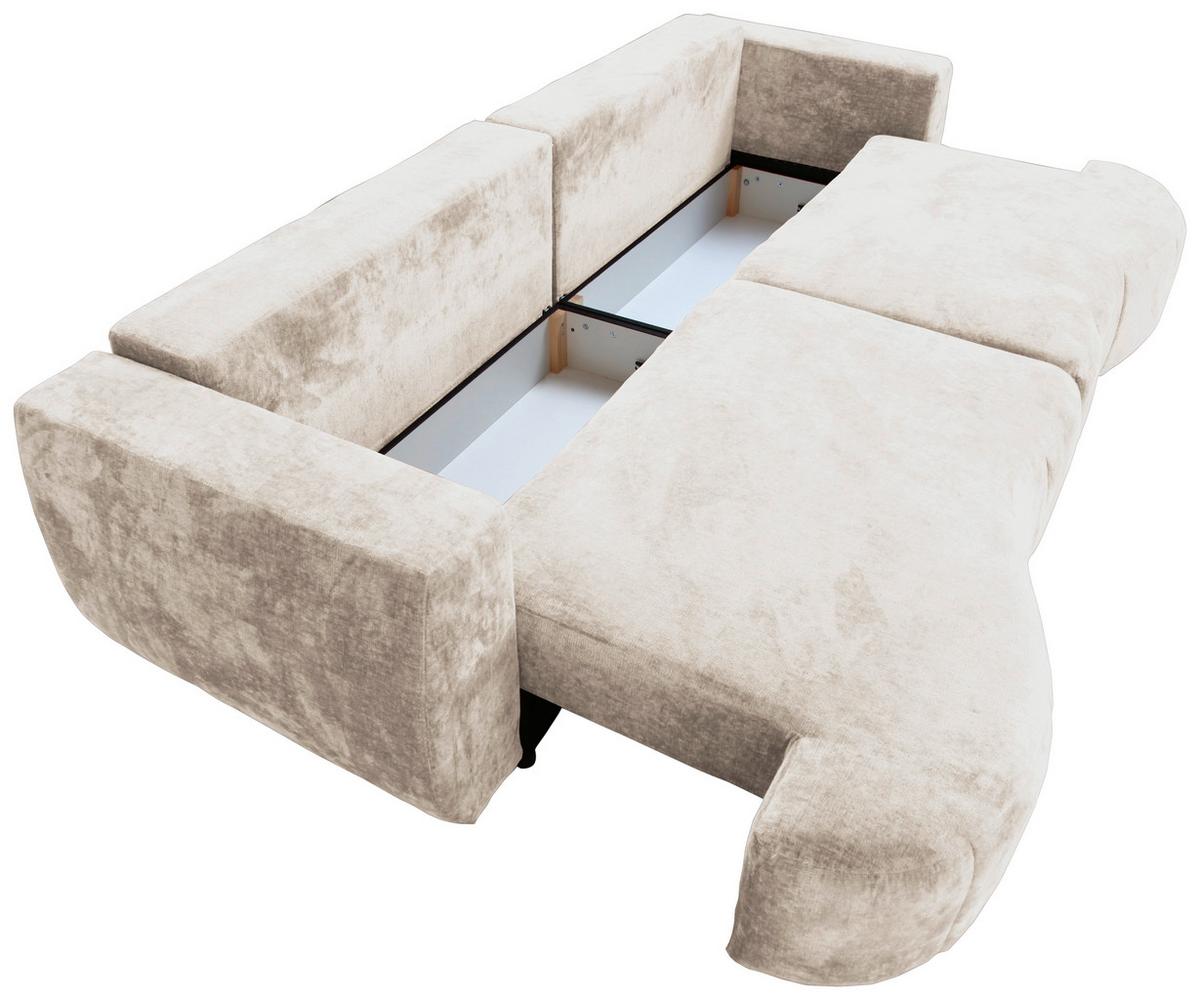Boxspringsofa Berg Mit Schlaffunktion & Bettkasten - Beige/Schwarz, Trend, Textil (292/71-99/127cm) - Livetastic
