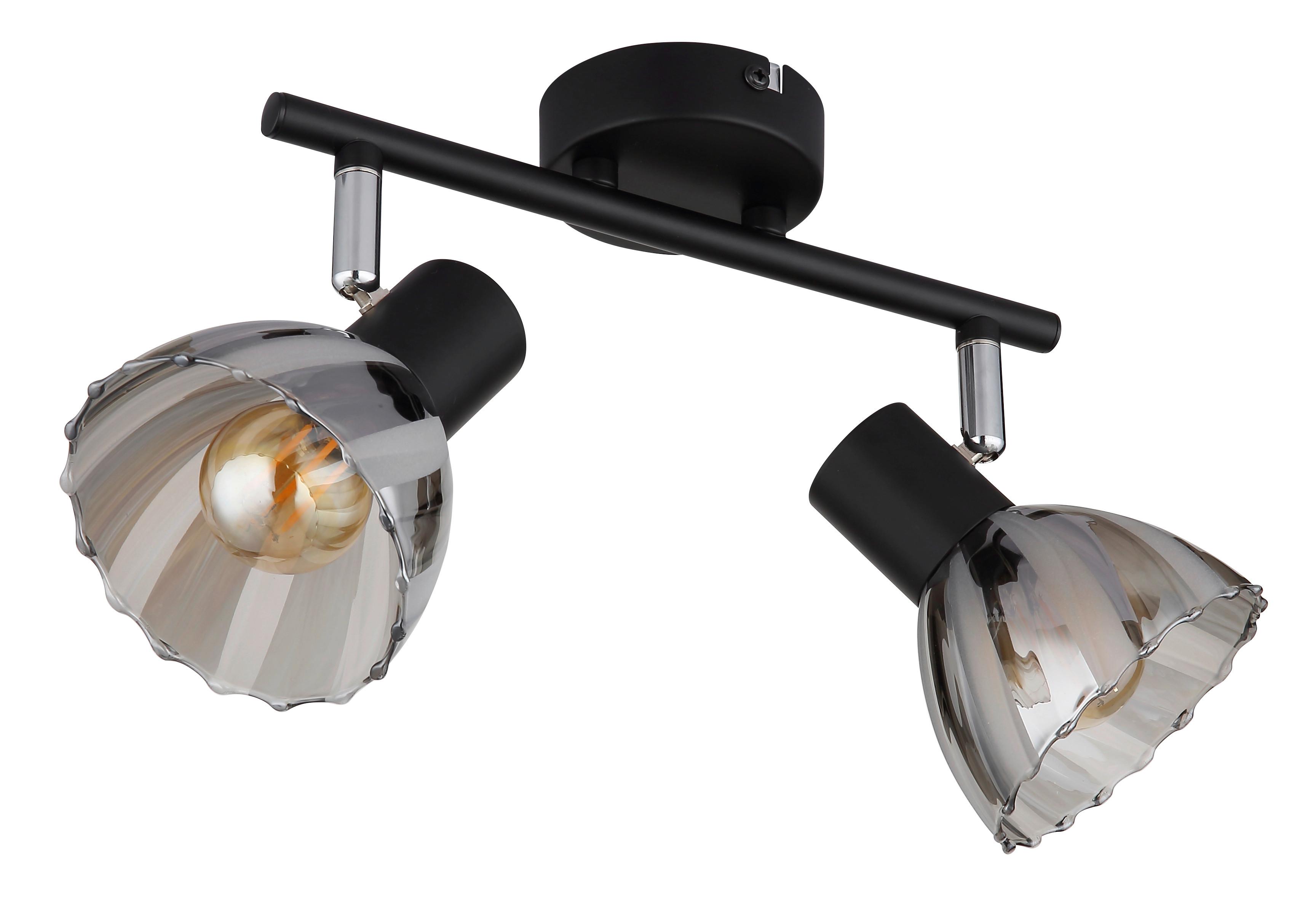 Strahler Zachery Grau Schwarz L: 25 cm - Schwarz/Grau, KONVENTIONELL, Glas/Metall (25/13/19cm) - Globo