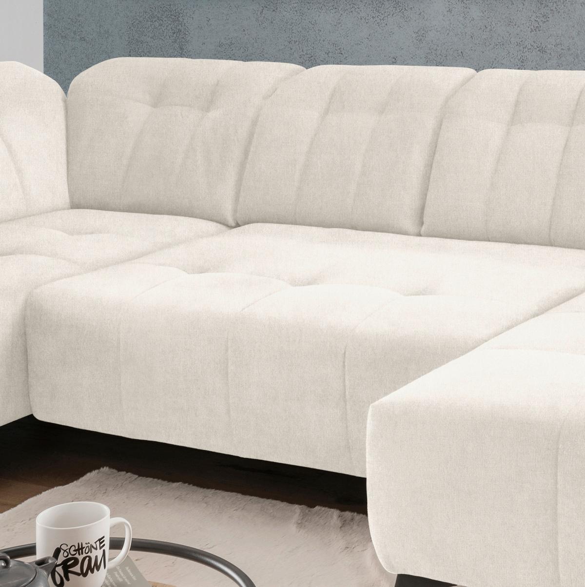 Ecksofa, Sitzvorzug Elektrisch Sano, Creme, 200x337x180 Cm - Creme/Schwarz, MODERN, Textil (200/337/180cm) - Livetastic