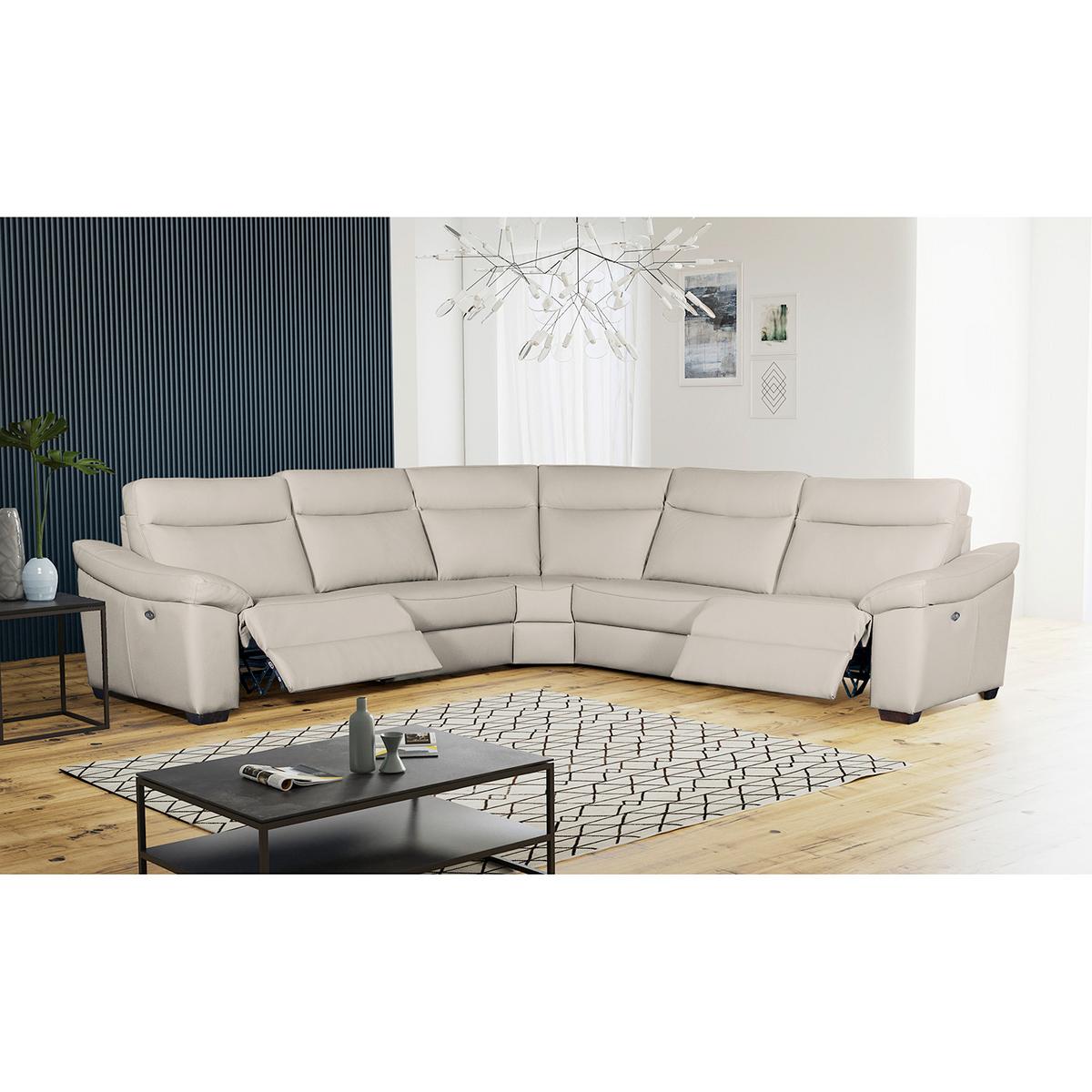 Ecksofa Dakar Grau B: 299x299 cm - Schwarz/Grau, Design, Leder (299/299cm) - Livetastic