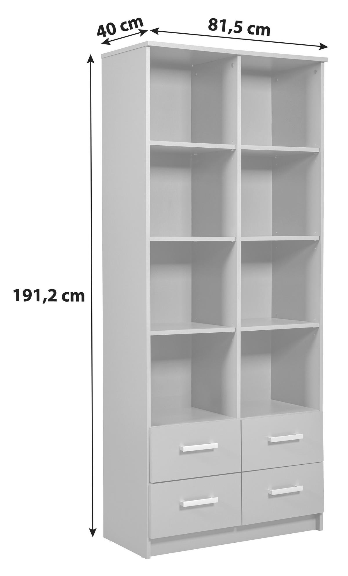Regál ELENZIO - barvy grafitu/barvy stříbrného dubu, Basics, kov/kompozitní dřevo (81,50/40/191,2cm) - MID.YOU