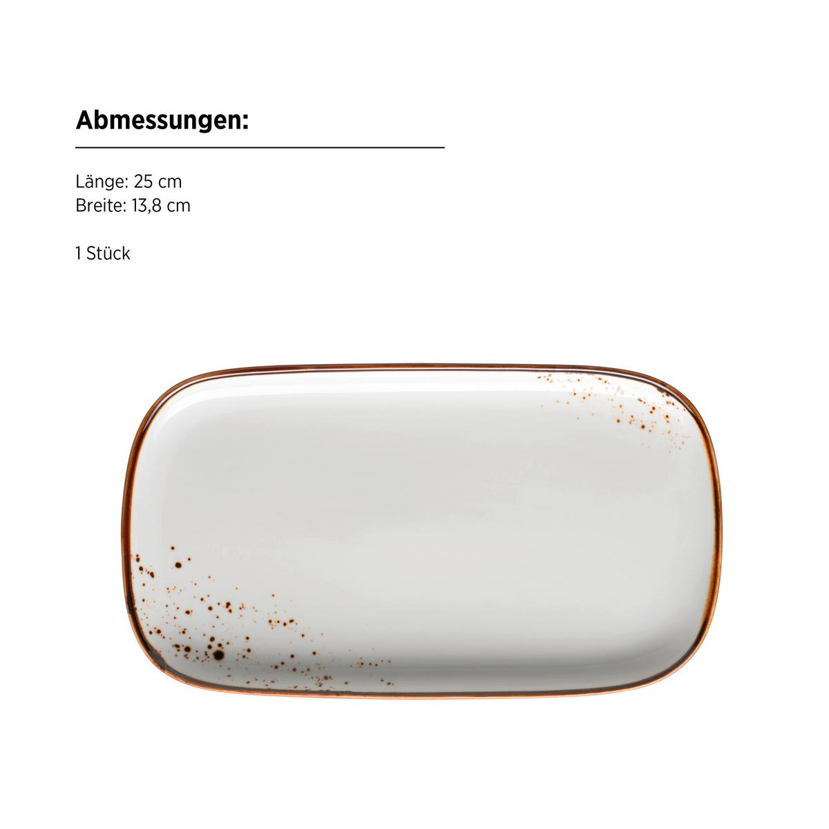 Servierplatte Pintar Rechteckig D: 25-30,5 cm - Braun/Weiß, Basics, Keramik - Mäser