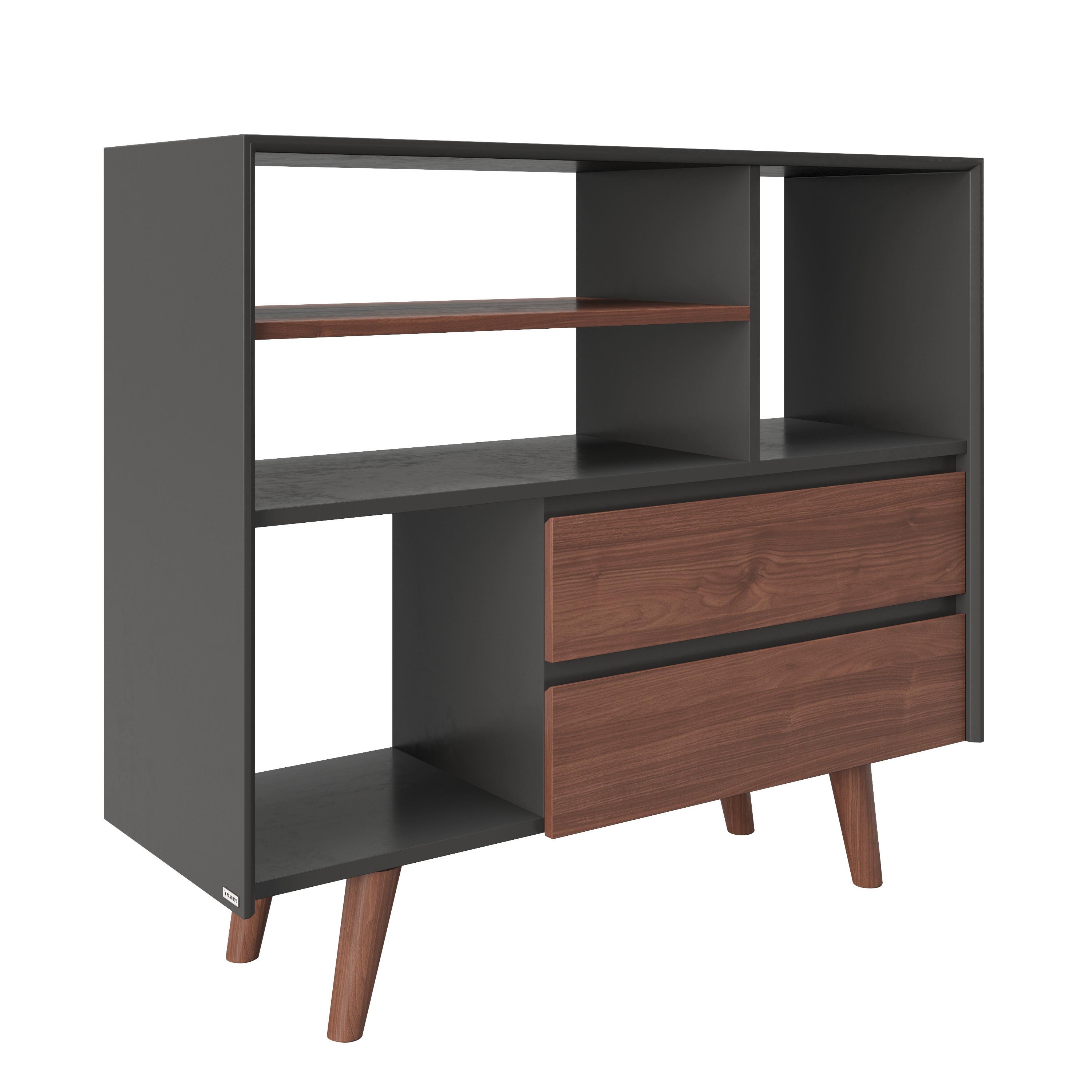 Standregal mit Laden Victoria 110 cm Walnussfarben - Walnussfarben, KONVENTIONELL, Holzwerkstoff (110/97,4/38cm) - Playboy