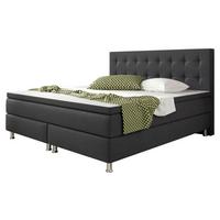 Boxspringbett Mit Topper Kingsize 180x210 Köln - Anthrazit/Silberfarben, KONVENTIONELL, Textil (180/115/210cm) - MID.YOU