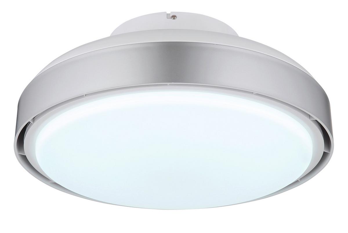 Deckenventilator Carney Opal Silberfarben Weiß D: 45cm - Silberfarben/Opal, Basics, Kunststoff (45/20cm) - Globo