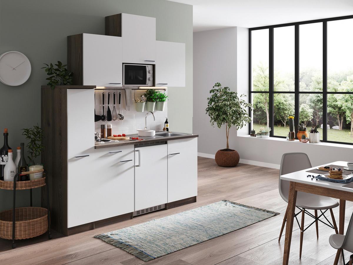 Küchenblock Oliver Singleküche 180 cm - Eichefarben/Weiß, Basics, Holzwerkstoff (180cm) - Respekta