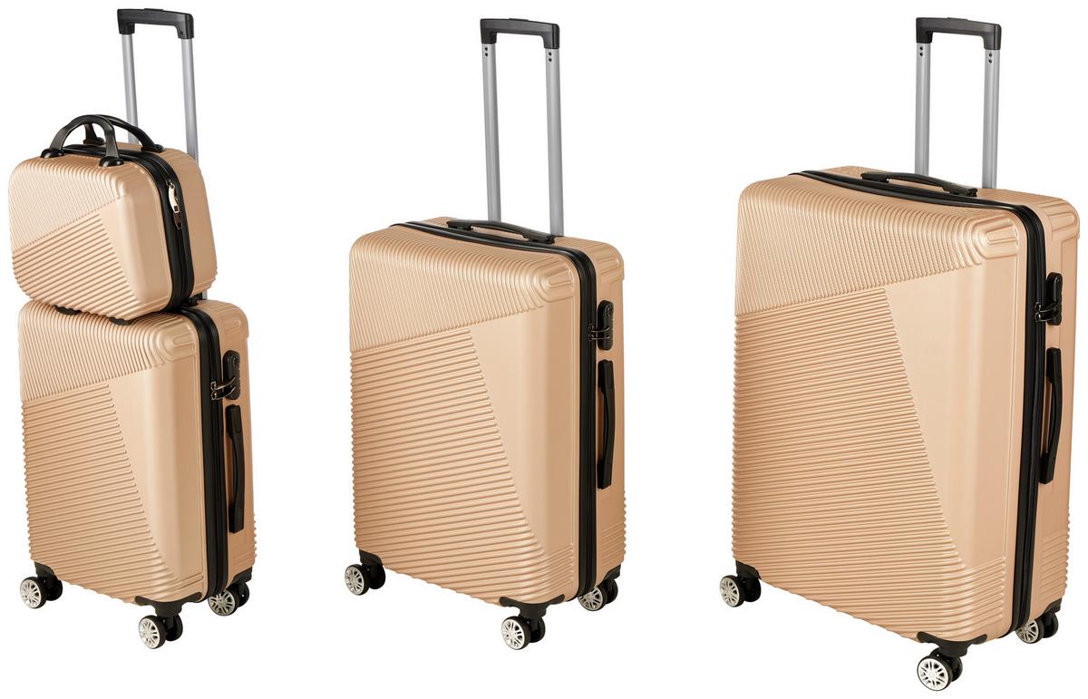Reisekoffer 4-tlg. New York 4 Rollen Hartschale - Goldfarben, Basics, Kunststoff/Textil (32-48/25-75/16-29cm) - Luca Bessoni