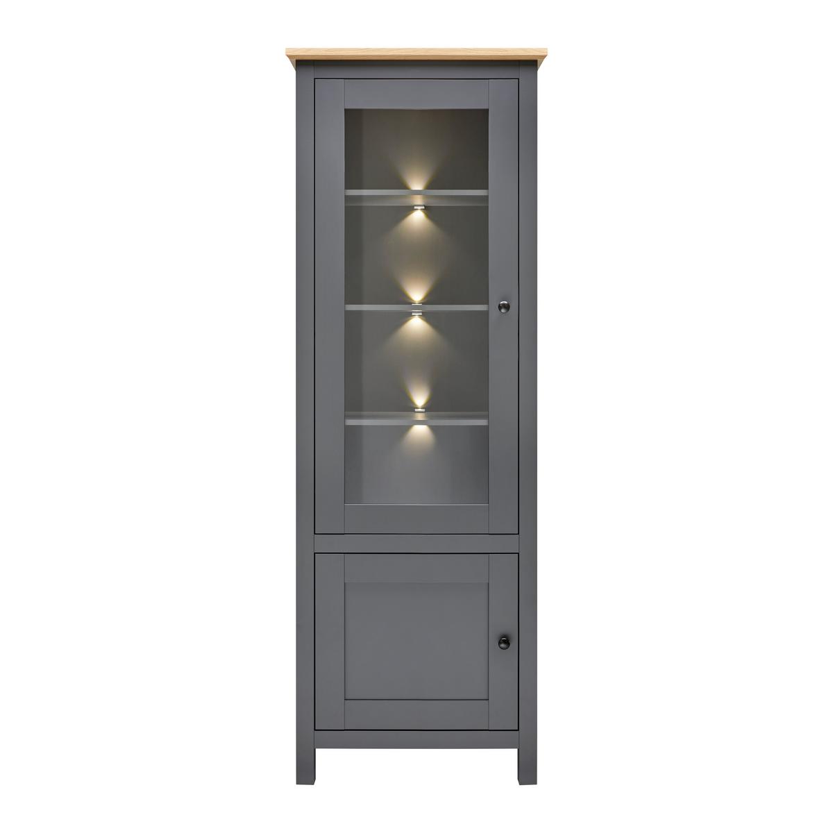 Vitrína CLAUDIO - černá/tmavě šedá, Moderní, dřevo/plast (71/203/44cm) - Bessagi Home