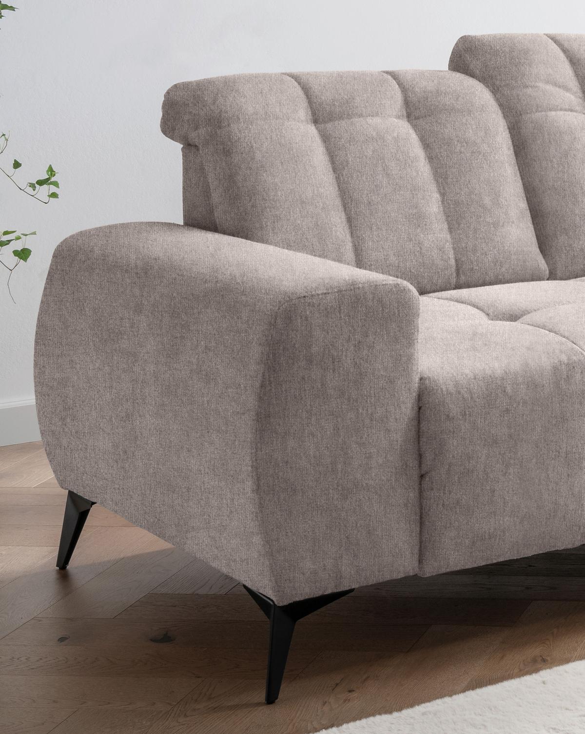 Ecksofa mit USB Anschluss Sano, Taupe, S: 261x200 cm - Taupe/Schwarz, MODERN, Textil (261/200cm) - Livetastic
