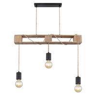 Hängeleuchte Joelle H: 120 Cm 3-Flammig, Braun/ Schwarz - Schwarz/Braun, Natur, Naturmaterialien/Holz (83/10/120cm) - Globo