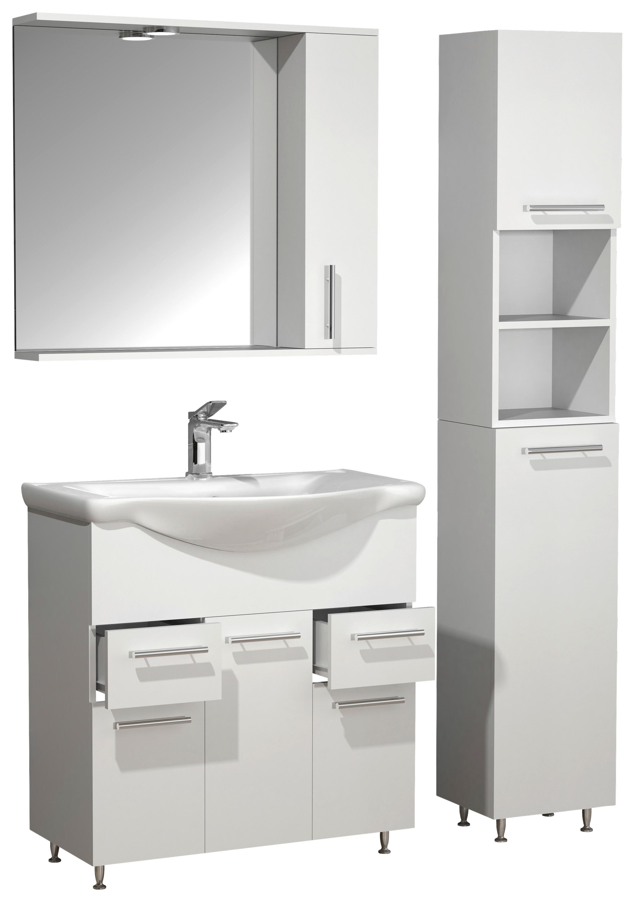 Badezimmer Lisalo XL - Weiß, MODERN, Glas/Keramik (105cm) - MID.YOU