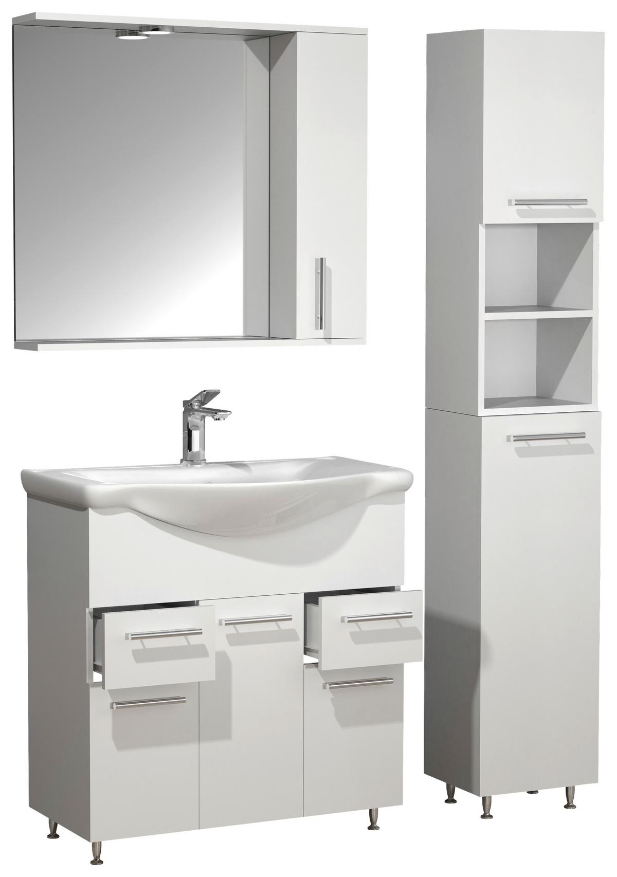 Badezimmer Lisalo XL - Weiß, MODERN, Glas/Keramik (105cm) - MID.YOU