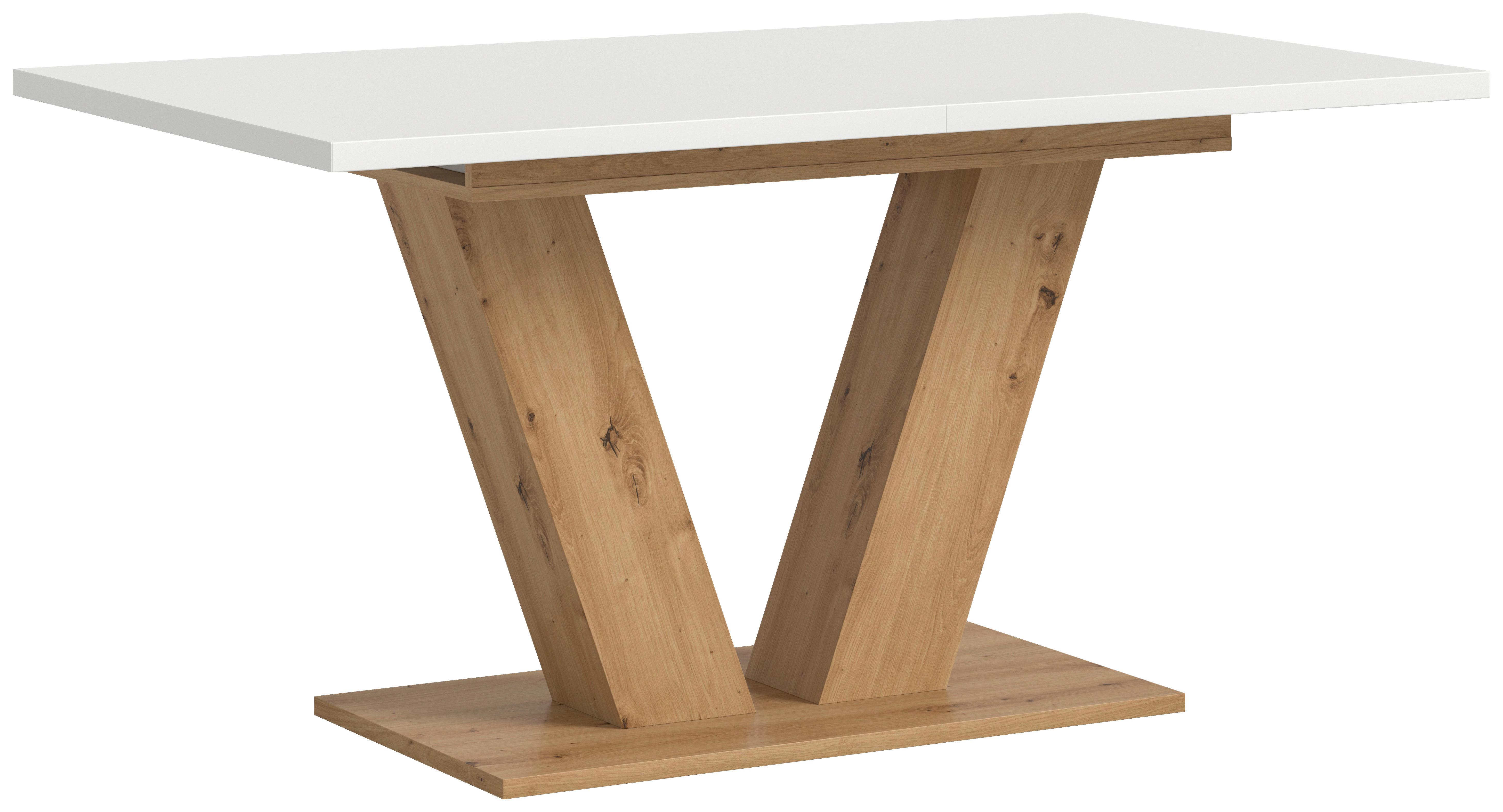 Ausziehtisch Marlon 150 Az Weiß/Artisan, B: 150-190 cm - Eiche Artisan/Weiß, Trend, Holzwerkstoff (150-190/76/90cm)