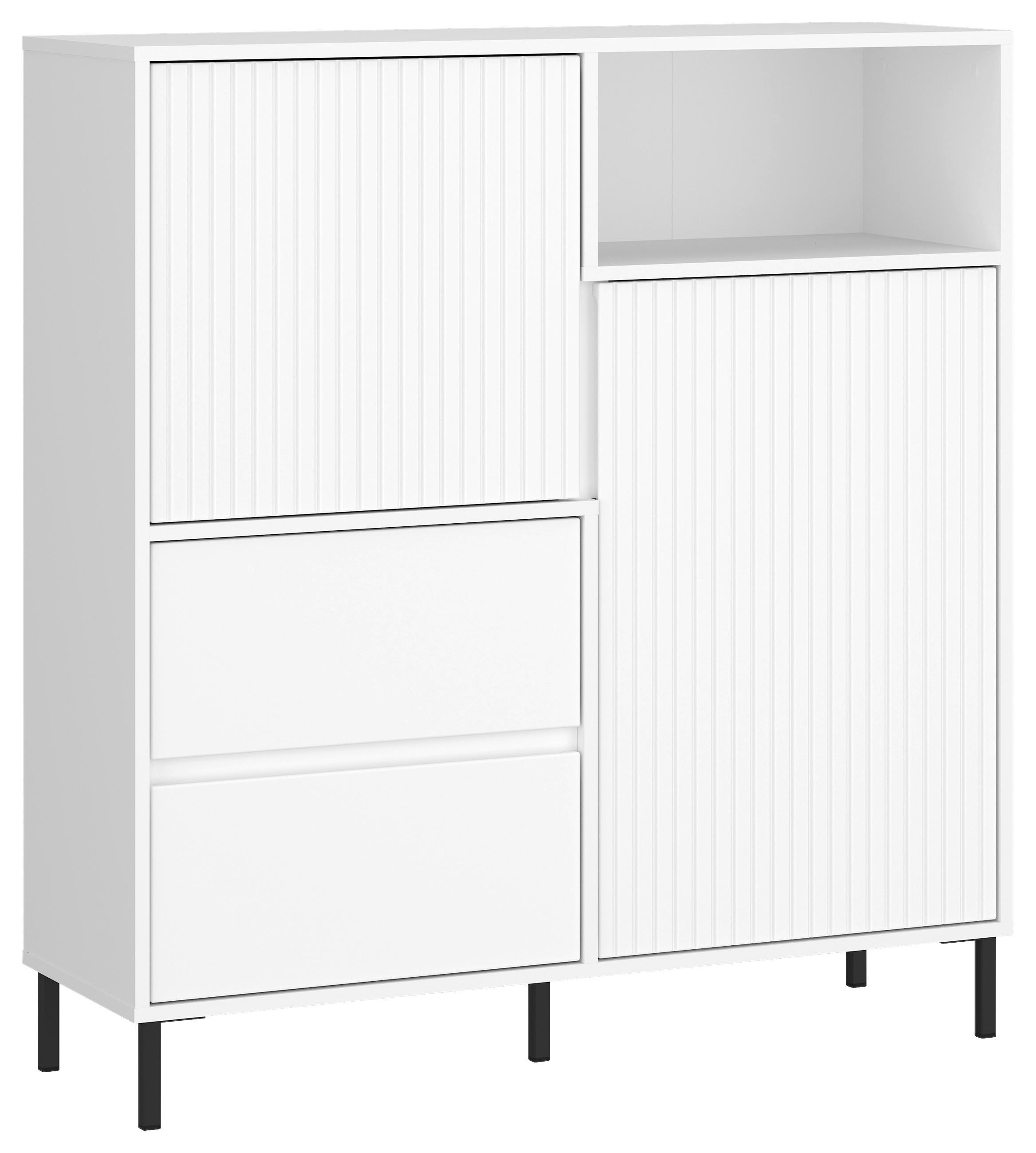 Kommode Avenale Weiß B: 105,4 Cm - Schwarz/Weiß, Trend, Holzwerkstoff (105,4/117,2/40cm)