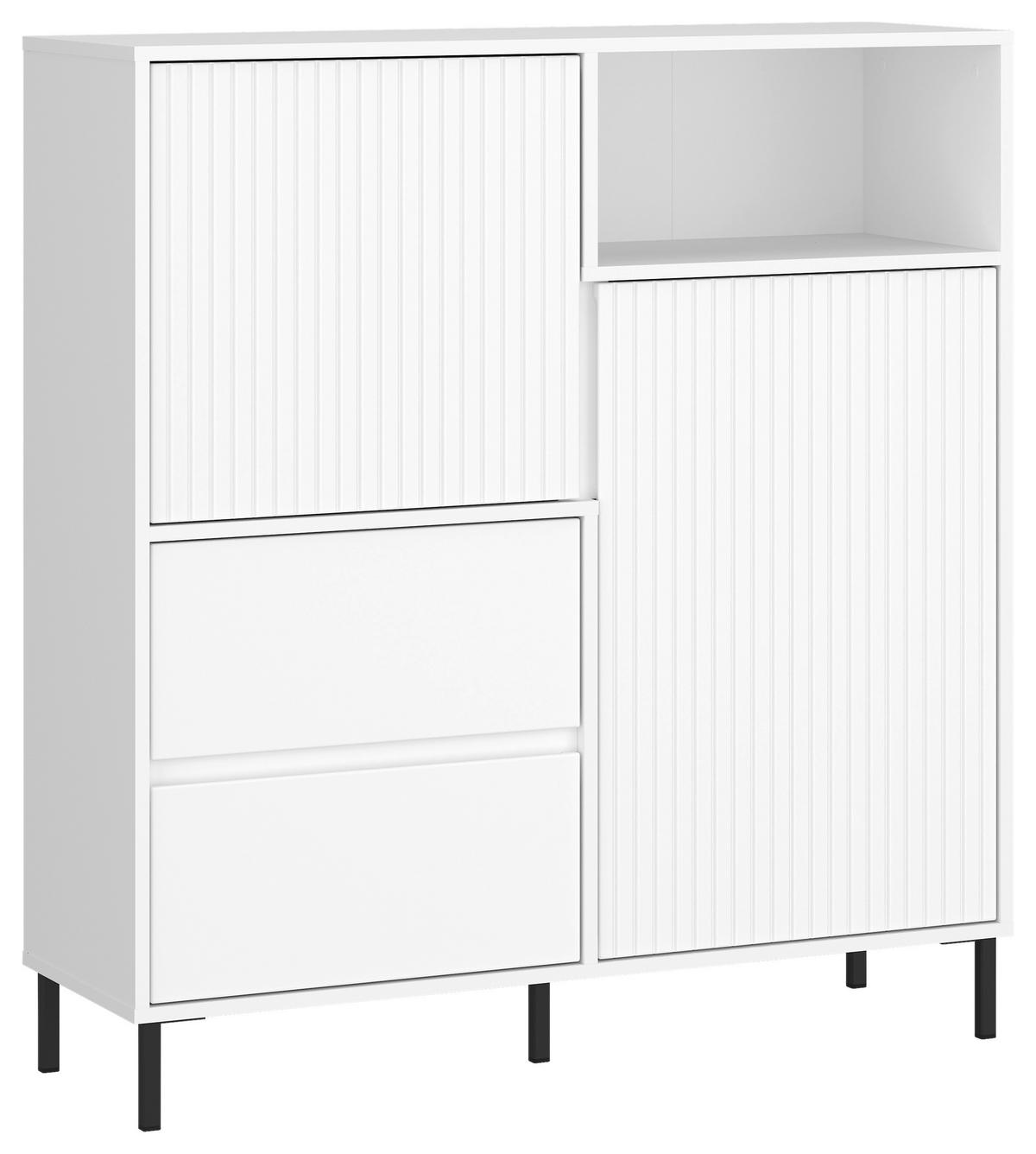 Kommode Avenale Weiß B: 105,4 Cm - Schwarz/Weiß, Trend, Holzwerkstoff (105,4/117,2/40cm)