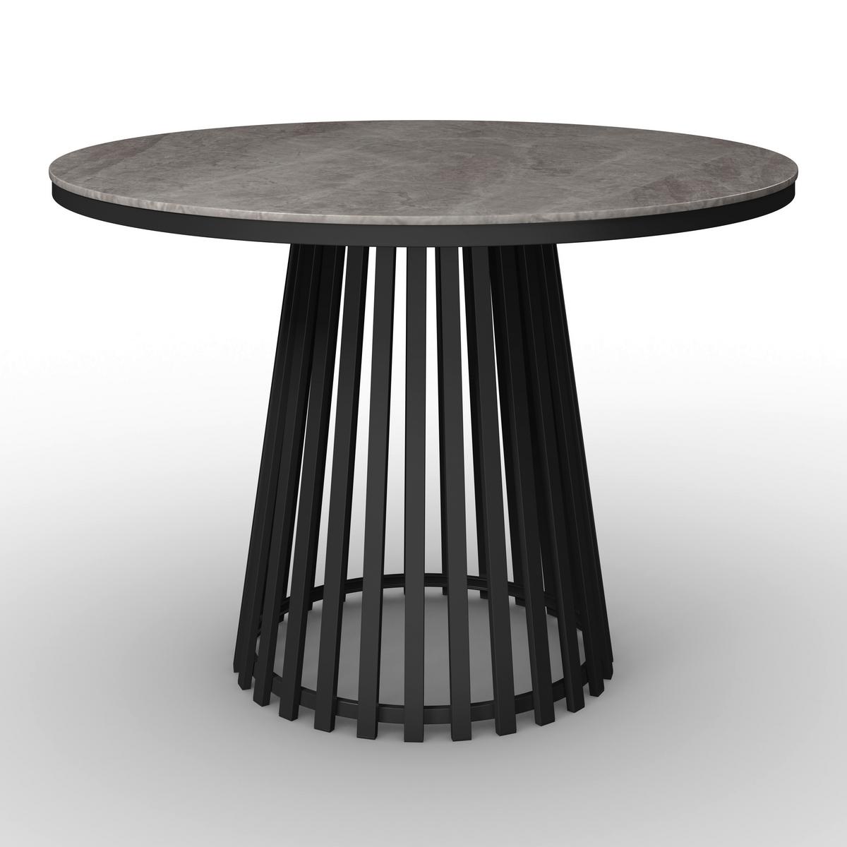 Jídelní stůl Pela, P: 110 cm - šedá/černá, Moderní, kov/kompozitní dřevo (110/110/75cm) - Bessagi Home
