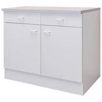 Küchenunterschrank Speed B: 100 cm Weiß mit Laden - Hellgrau/Weiß, KONVENTIONELL, Holzwerkstoff (100/85/50cm)
