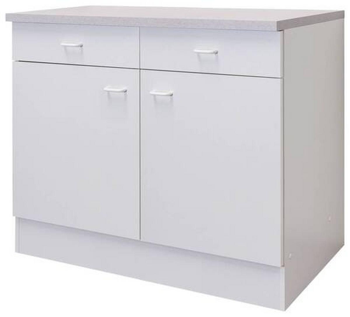 Küchenunterschrank Speed B: 100 cm Weiß mit Laden - Hellgrau/Weiß, KONVENTIONELL, Holzwerkstoff (100/85/50cm)