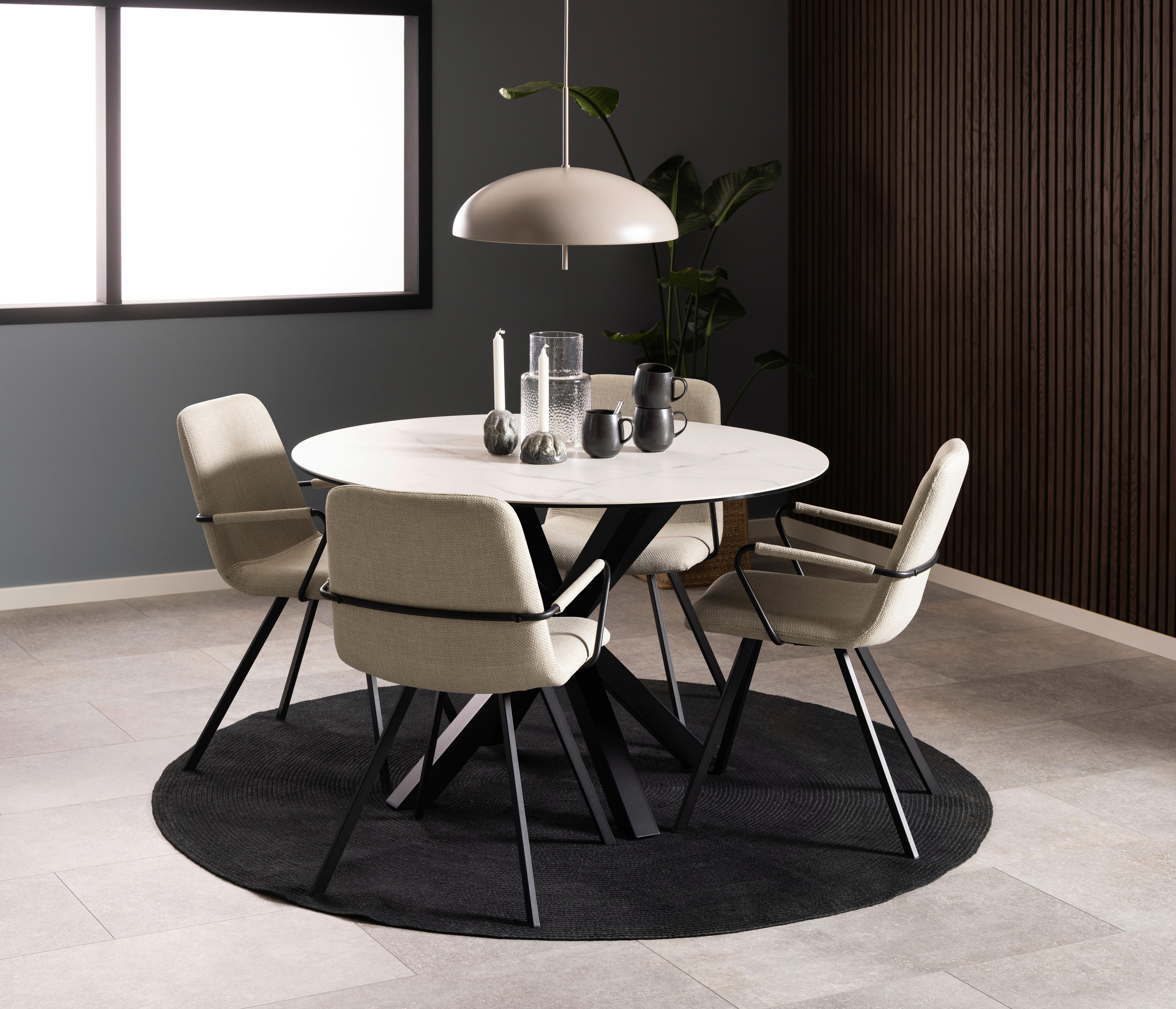 Esstisch Heaven 119x75,5cm Schwarz/Weiß - Schwarz/Weiß, Trend, Keramik/Metall (119/75,5cm) - MID.YOU