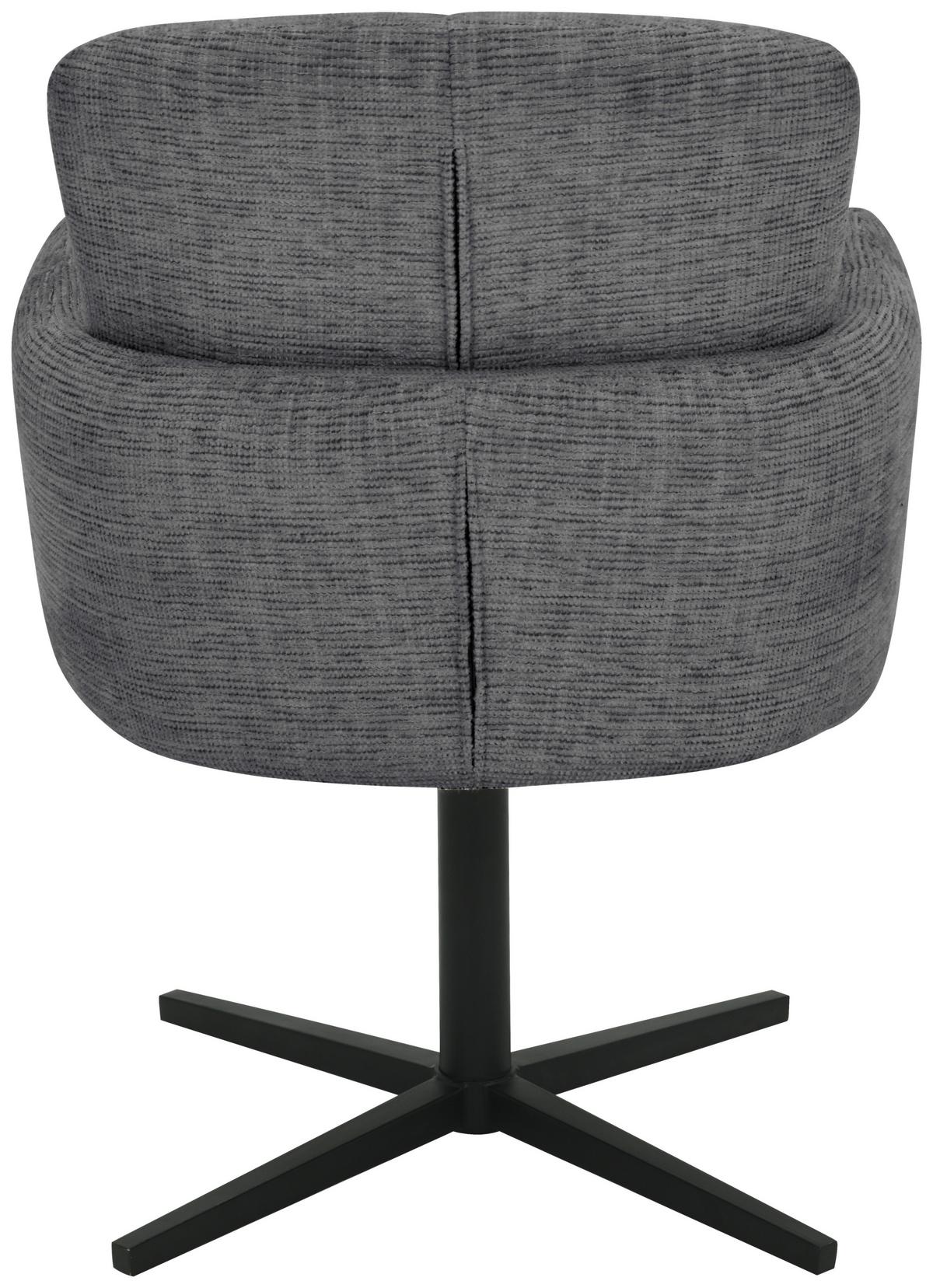 Armlehnstuhl Allison Leinenoptik Grau, B: 58 cm - Dunkelgrau/Schwarz, LIFESTYLE, Holz/Textil (58/86/64cm) - Livetastic