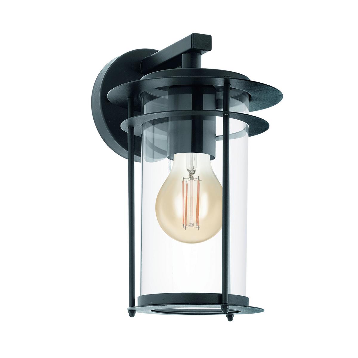 Außenwandleuchte Valdeo 60w Metall Glas, Wandmontage - Klar/Transparent, KONVENTIONELL, Glas/Metall (16,5/27,5/20cm) - Eglo