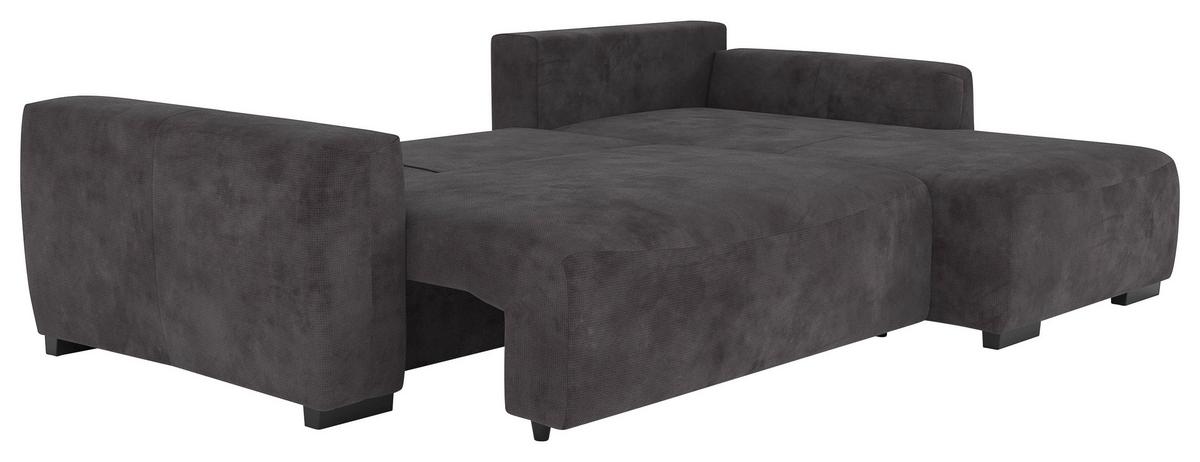 Ecksofa mit Bettfunktion Giro Mikrofaser schwarz, B: 252cm - Schwarz, Trend, Textil (252/86/170cm)