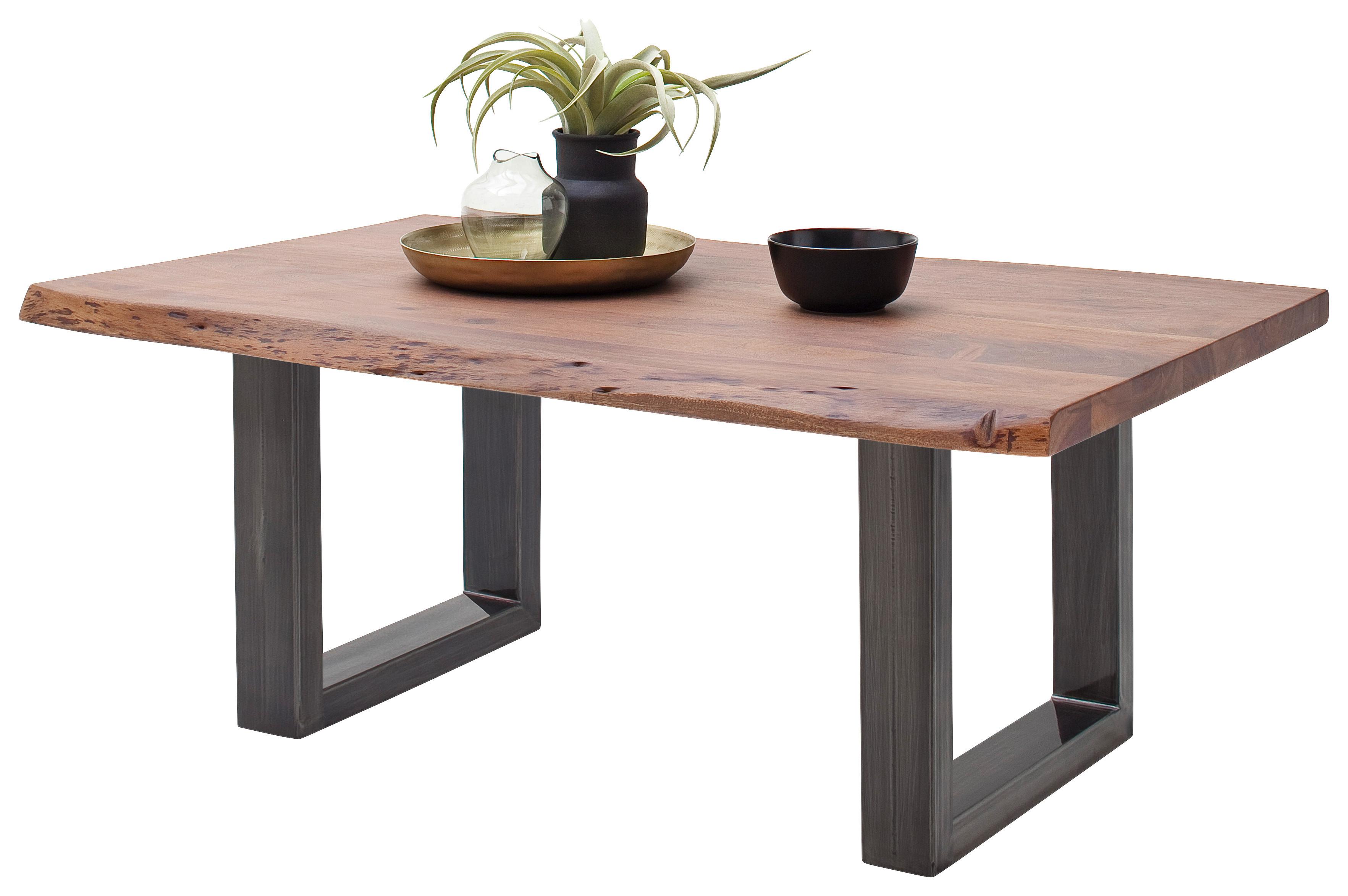 Couchtisch Holz Massiv Cartagena Walnuss/nickelfarben - Walnussfarben/Nickelfarben, MODERN, Holz/Metall (110/45/70cm)