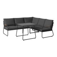 Lounge Garnitúra Granada - natúr színű/sötétszürke, Modern, Üveg/textil (194/192cm) - Beldano