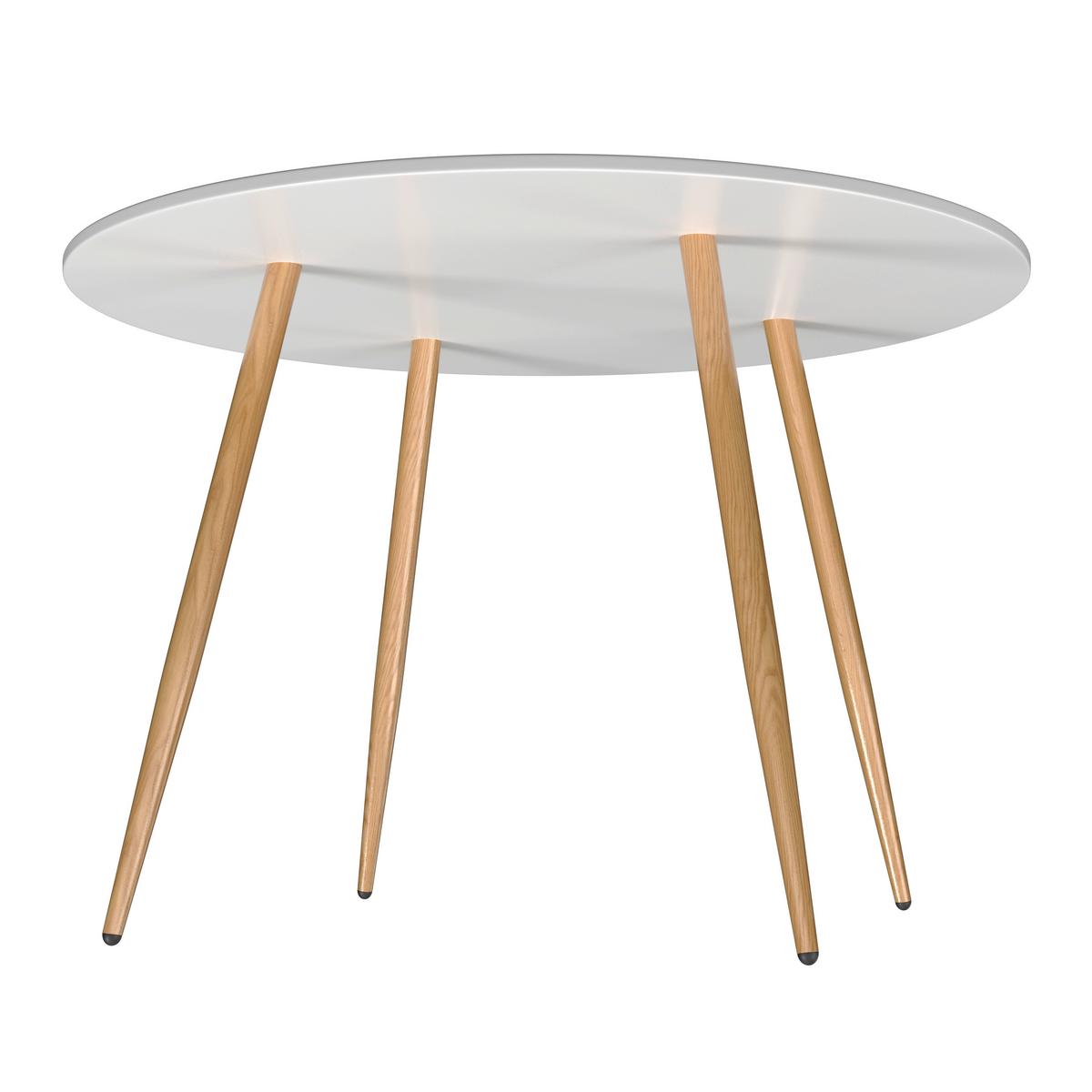 Jedálenský stôl JOHN 90 - biela/farba duba, Modern, kov/kompozitné drevo (90/75cm) - Bessagi Home