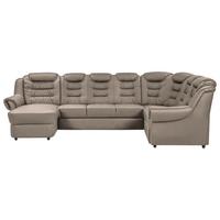 Wohnlandschaft Boston Hellbraun Lederlook - Hellbraun/Schwarz, KONVENTIONELL, Textil (165/333/216cm) - Livetastic