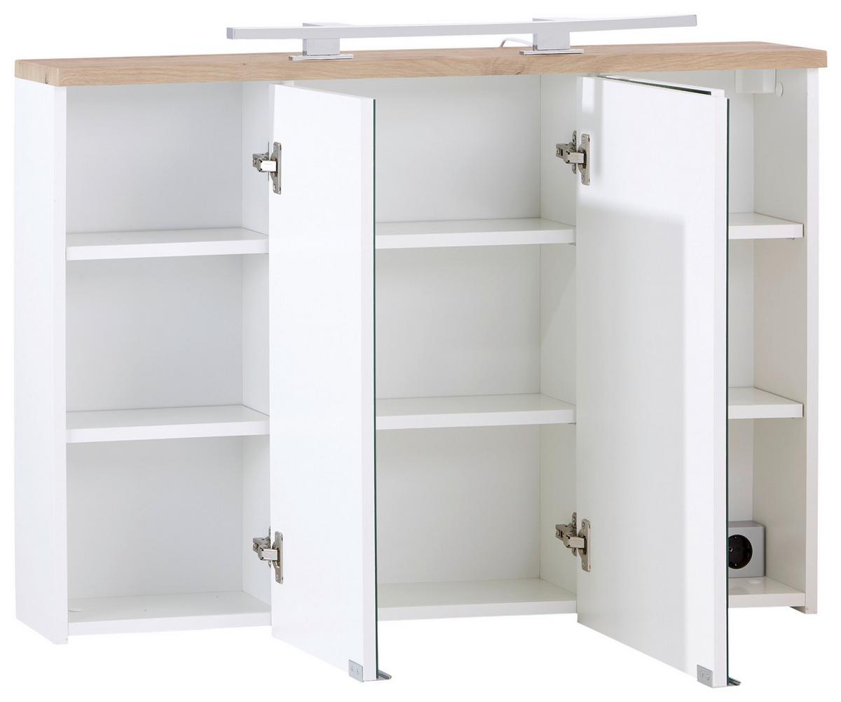 Tükrös Szekrény Marbella - fehér, Modern, faalapú anyag/Üveg (100/70/20cm)