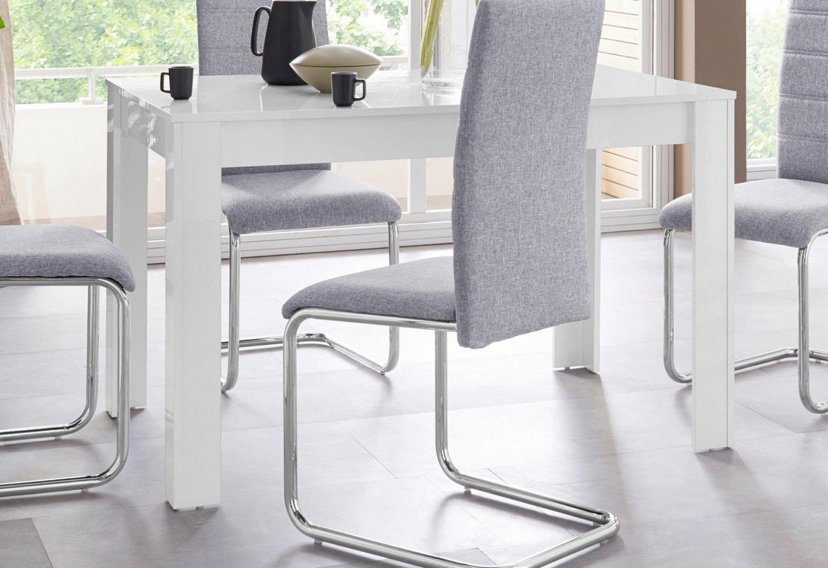 Esstisch Lynn Weiß Hg L: 120cm - Weiß Hochglanz, Design, Holzwerkstoff (120/75/80cm) - MID.YOU