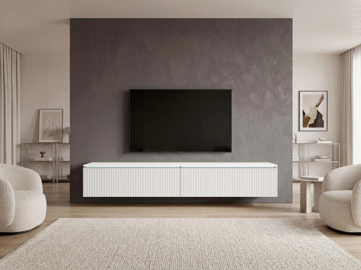 Nízka komoda, biela - sivá/biela, Design, kompozitné drevo/plast (180/30/33cm) - P & B