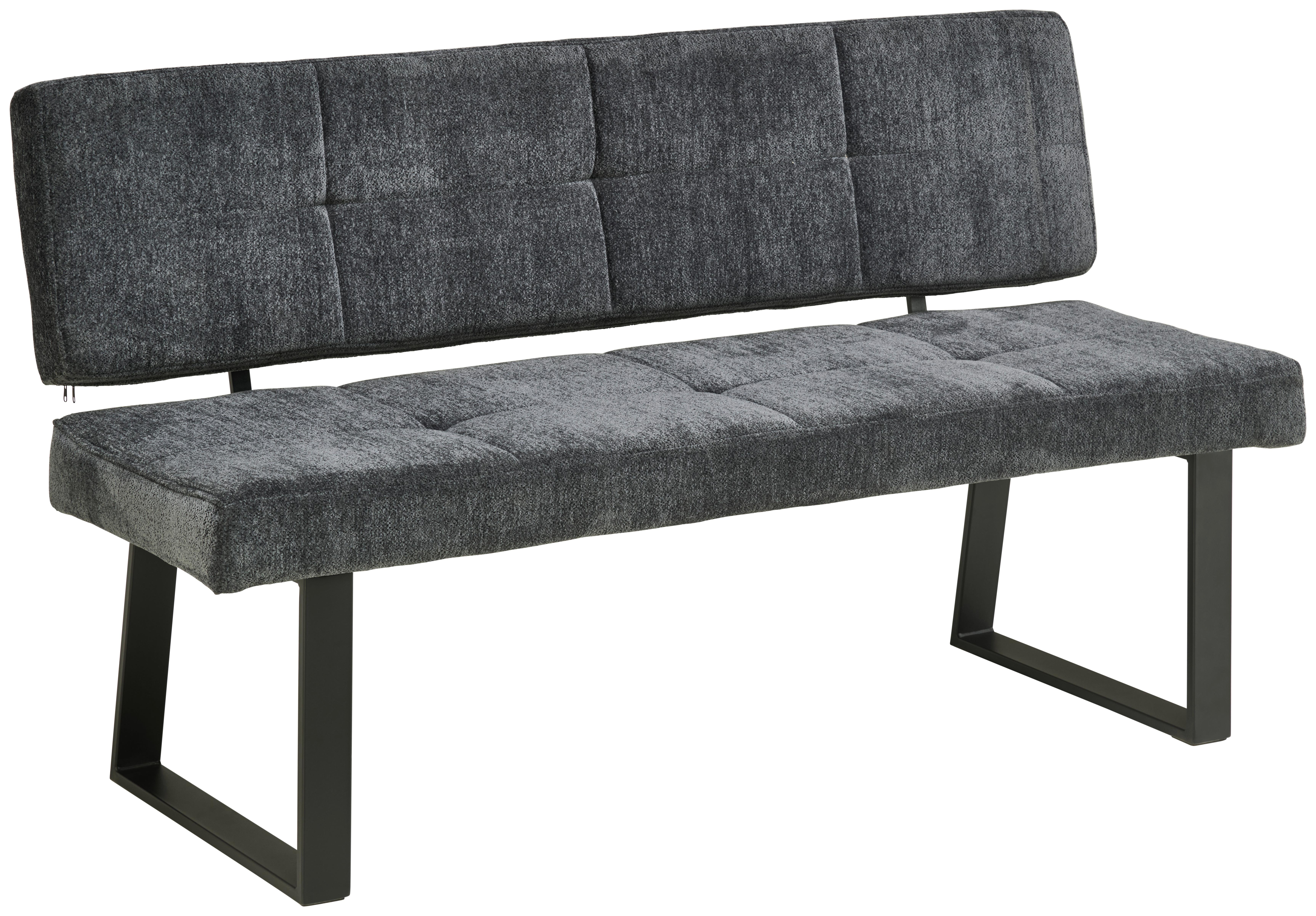 Sitzbank Magnus Dunkelgrau, B: 140 cm - Dunkelgrau/Schwarz, LIFESTYLE, Textil/Metall (140/85/56,5cm) - MID.YOU
