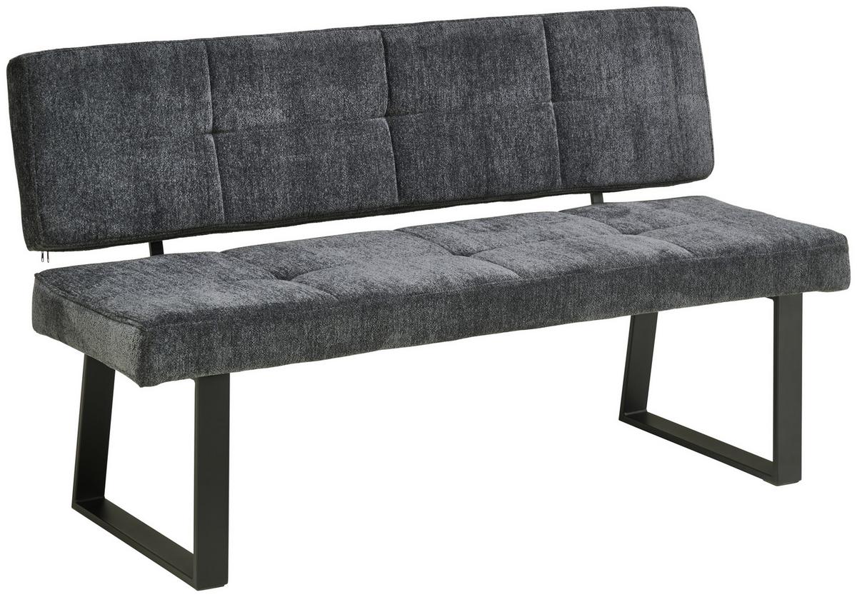 Sitzbank Magnus Dunkelgrau, B: 140 Cm - Dunkelgrau/Schwarz, LIFESTYLE, Textil/Metall (140/85/56,5cm) - MID.YOU