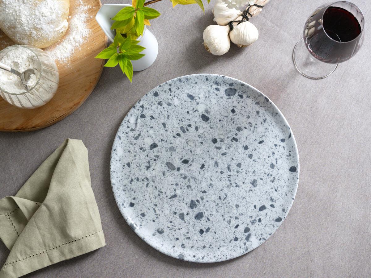 Pizzateller Stone Collection Porzellan, Grau, 4 Stück - Grau, Basics, Keramik - Creatable