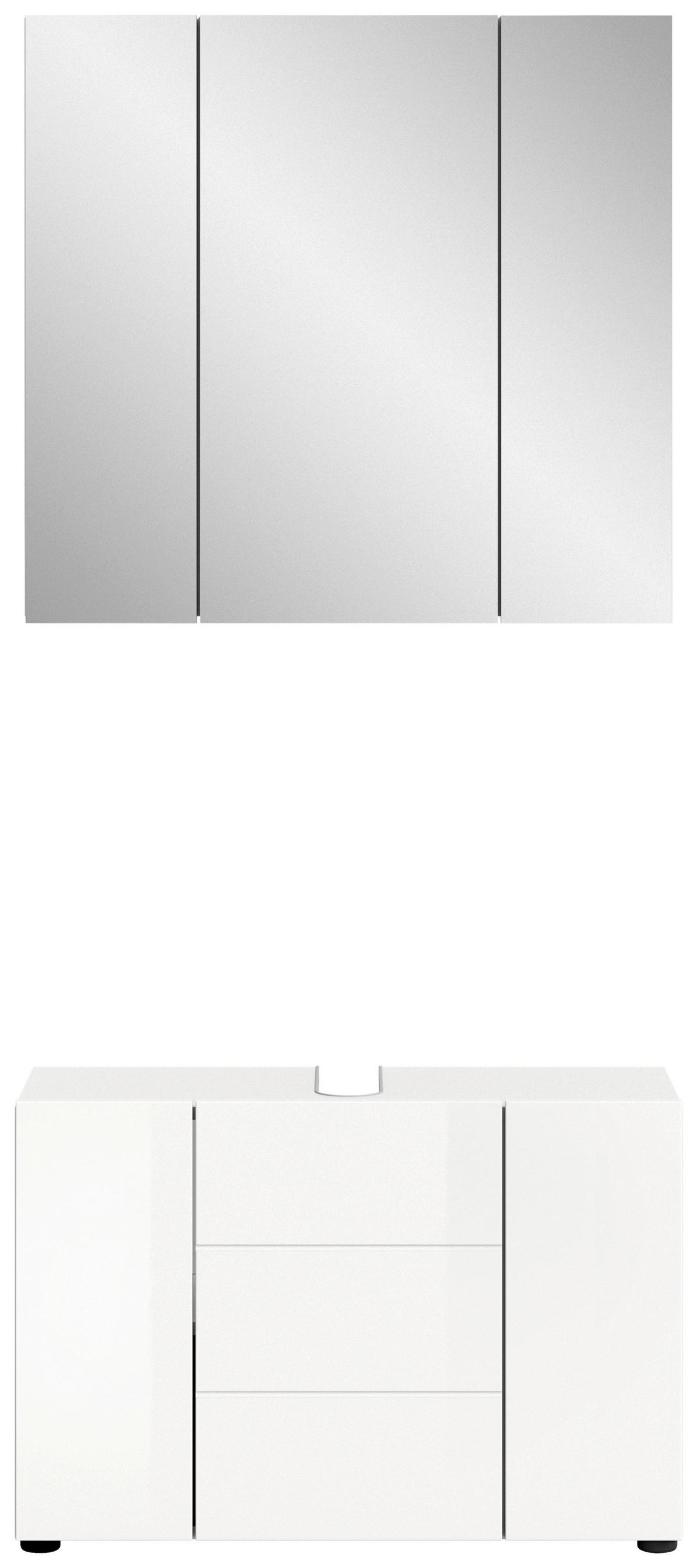Badezimmer Vira - Weiß Hochglanz/Schwarz, MODERN, Holzwerkstoff (82cm) - MID.YOU