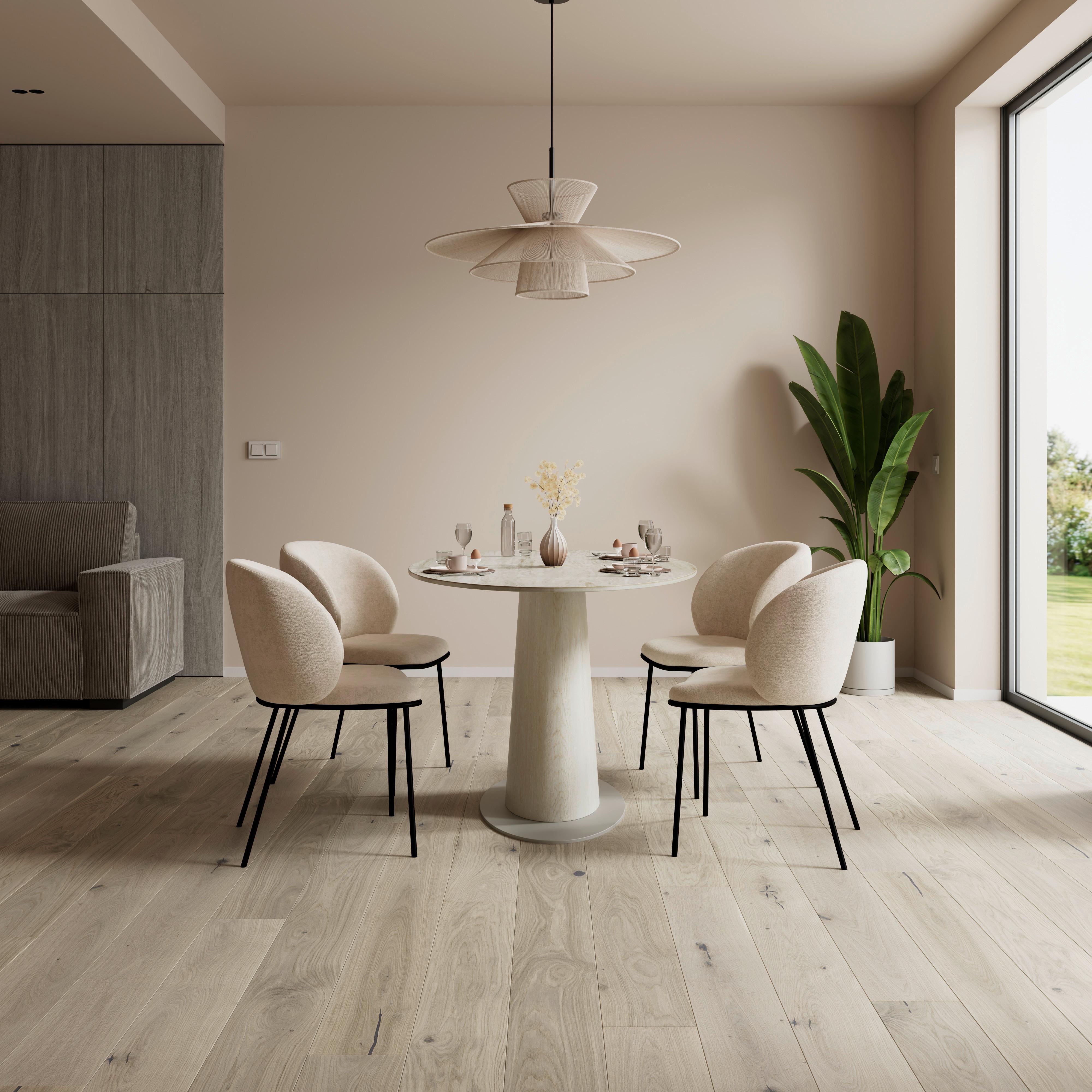Jedálenský stôl Thiago, š: 160 cm - krémová, Modern, kov/kompozitné drevo (160/76/90cm) - Bessagi Home