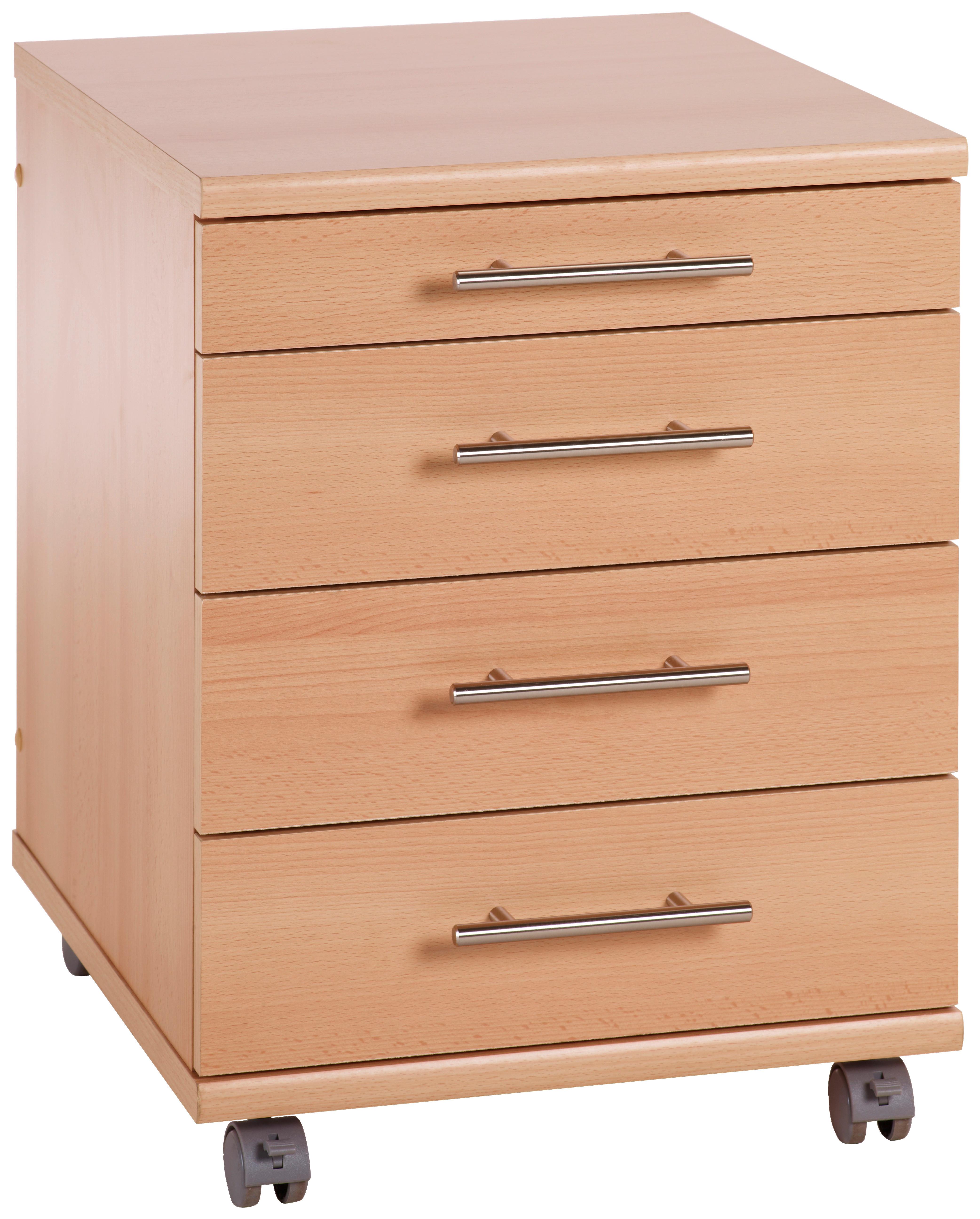 Rollcontainer Buche Dekor Serie 500 41,6x56,9x50 cm - Buchefarben, Basics, Holzwerkstoff/Kunststoff (41,6/56,9/50cm) - MID.YOU