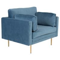 Sessel Boom - Blau/Goldfarben, Design, Textil/Metall (110/84/86cm) - Livetastic