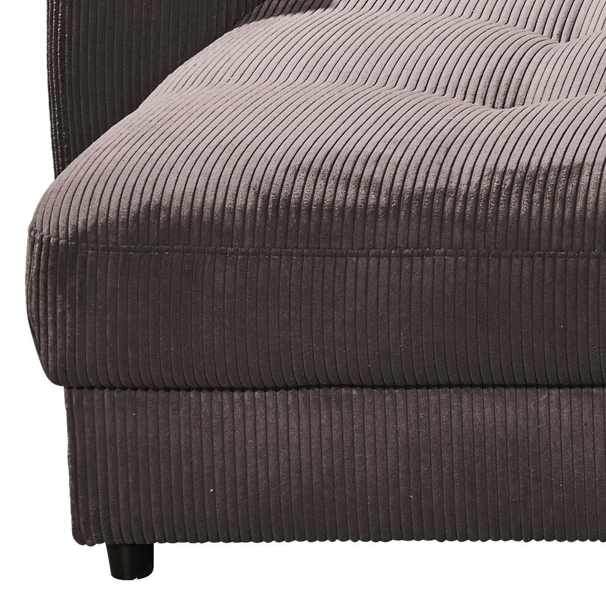 Big Sofa Barura Loveseat Mokka Cord - Schwarz/Mokka, KONVENTIONELL, Holzwerkstoff/Textil (292/90/194cm) - MID.YOU