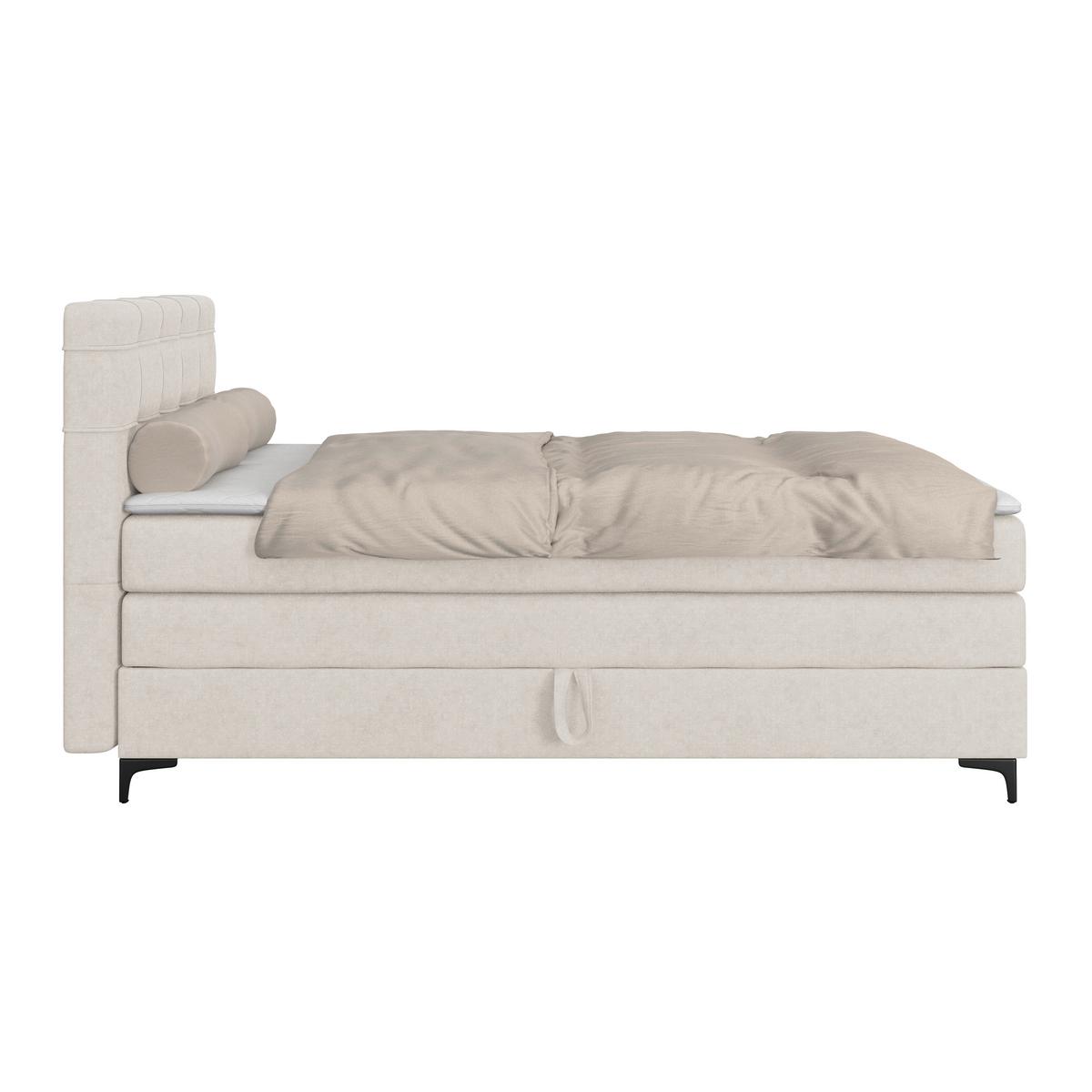 Boxspringbett MITTO Creme 140x200 cm - Creme/Schwarz, KONVENTIONELL, Textil/Metall (140/200cm)