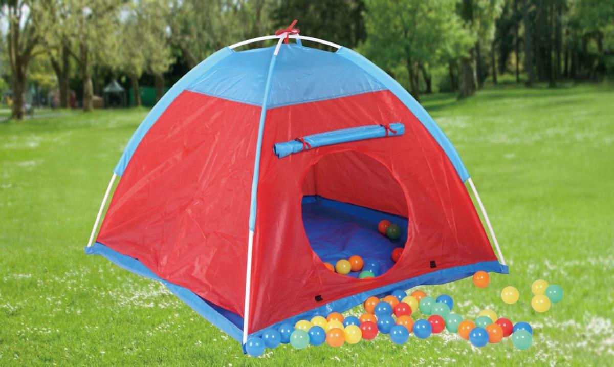 Spielzelt Metall/Texil Mit 100 Spielbällen Rot/Blau - Blau/Rot, Basics, Textil/Metall (110/84/110cm)