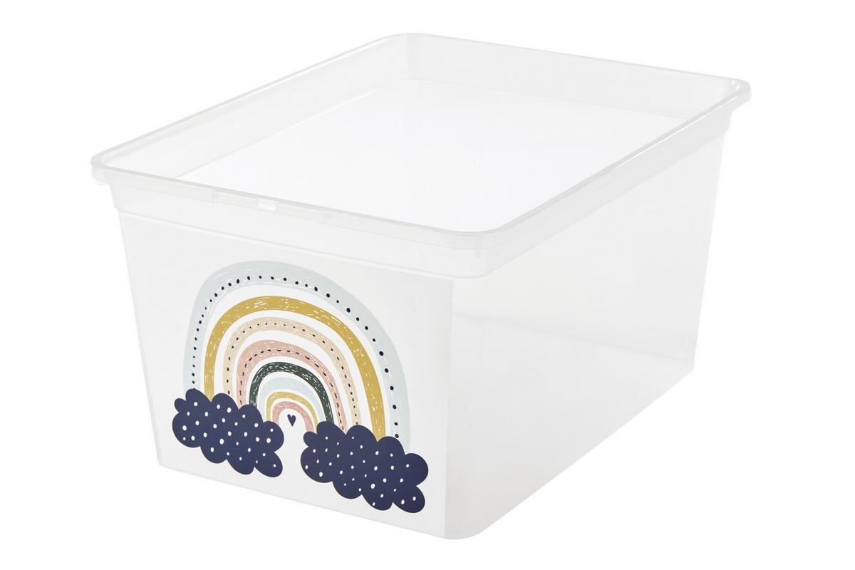 Aufbewahrungsbox Regenbogen mit Deckel 38,4x19,9x28,3 cm - Klar/Gelb, KONVENTIONELL, Kunststoff (38,4/19,9/28,3cm)