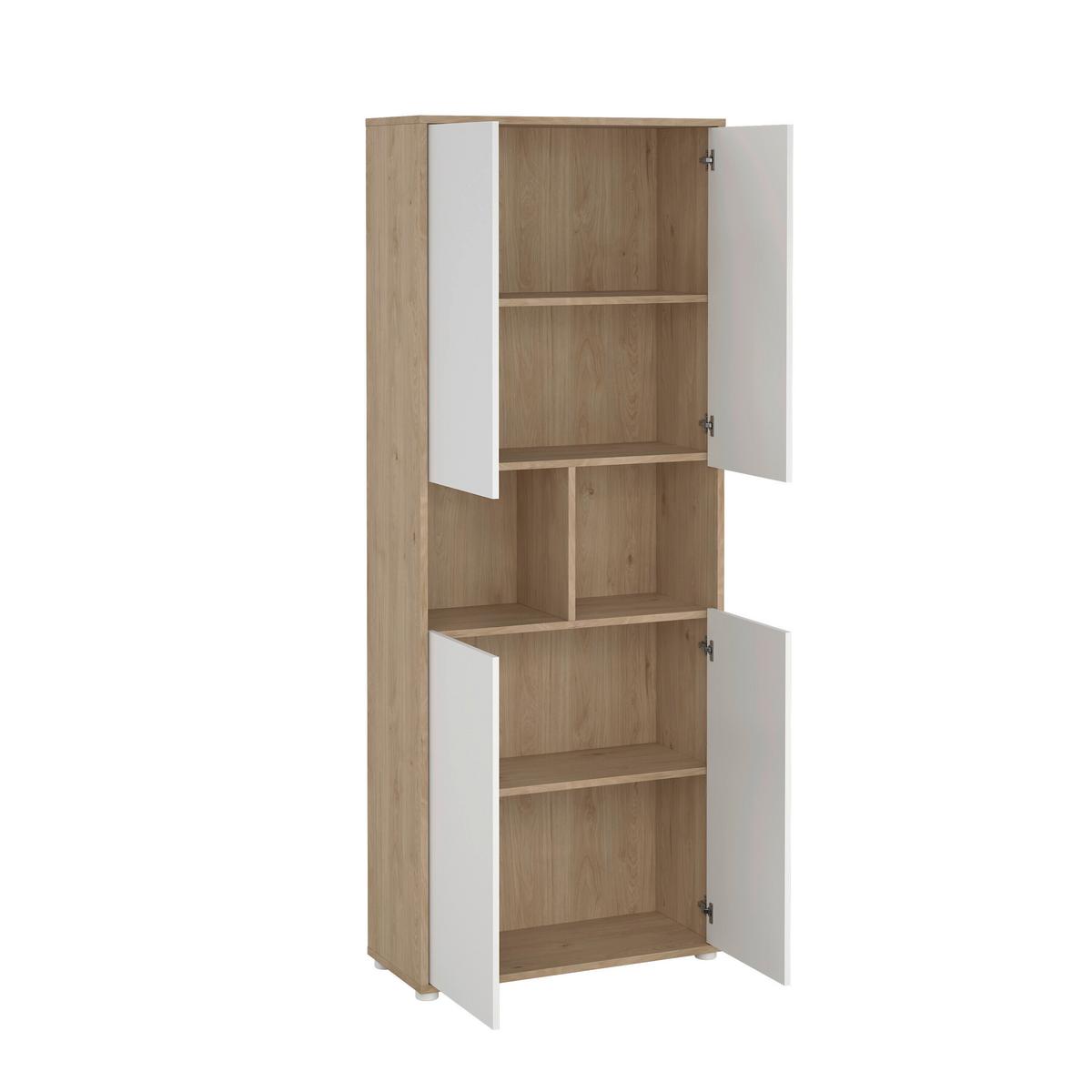 Aktenschrank Sign Weiß/Eichefarben, B: 79,6 cm - Eichefarben/Weiß, MODERN, Holzwerkstoff (79,6/207,7/34,3cm) - MID.YOU